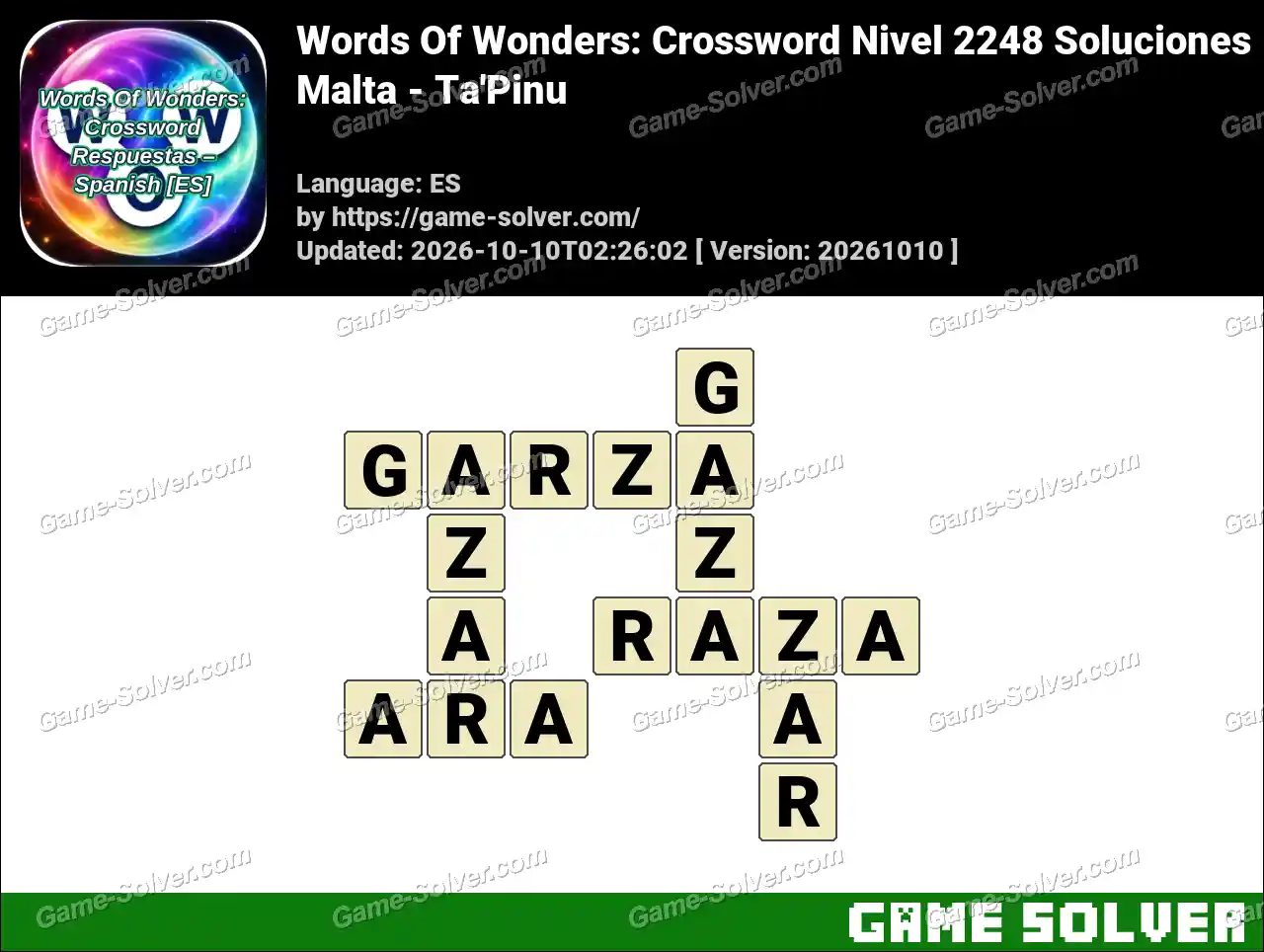 Words Of Wonders: Crossword Nivel 2248 Soluciones – Malta – Ta’Pinu